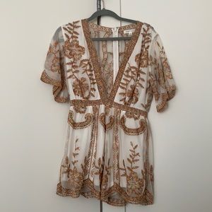 Honey Punch rainbow stitch romper